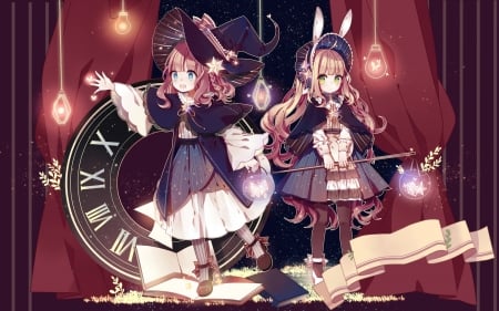 Magician Girls - witch, girls, magic, cute, orginal, friends, long hair, love