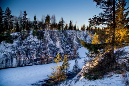 Winter landscape - trees, winter, beautiful, landscape, snow, slope