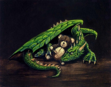 dragon - abstract, teddy bear, fantasy, dragon