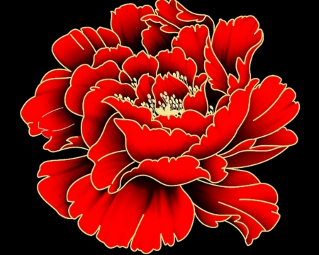 Red Flower - design, art, flower, red