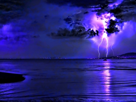 Darkside of Nature - nature, sky, clouds, lighting, thunder, sea