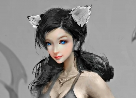 Ahri - fox, ears, woman, girl, nine tails, xck, fantasy, ahri