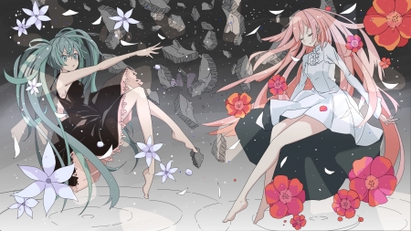 Crumbling Away - megurine luka, flowers, vocaloids, anime, hatsune miku