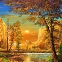 Sierra Nevada Sunset Forest Art