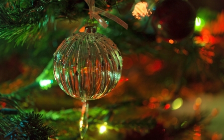 Happy Holidays! - craciun, luminos, light, green, ball, tree, christmas