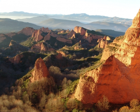 Las Medulas / Spain - mountains, sky, rocks, haze