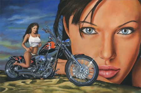 Angelina - celebrity, films, angelina, eyes, actress, motorbike