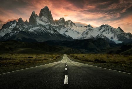 Beautiful Road Unknown - road, color effects, mountains, scenery