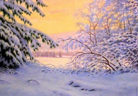 Winter Hush - xmas and new year, attractions in dreams, trees, forests, draw and paint, winter, nature, holidays, love four seasons, snow, paintings