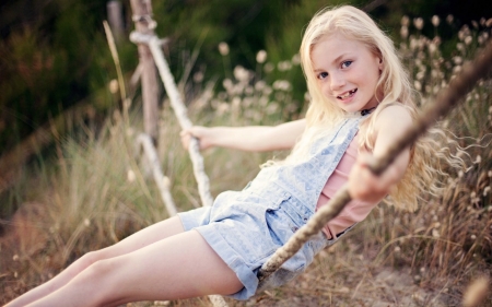 Cute girl - swing, child, summer, girl