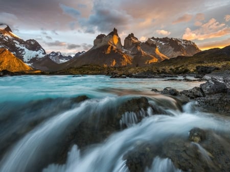 The Andes Mountains - clouds, river, nature, the Andes mountains, mountains