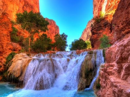 Grand Canyon National Park - nature, trees, canyon, park, mountains, waterfall