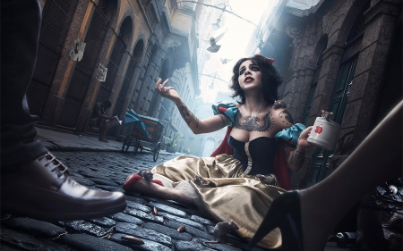 Beggar - begar, woman, snow white, street