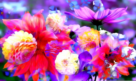 Flowers - flower, purple, pink, picture, texture, painting