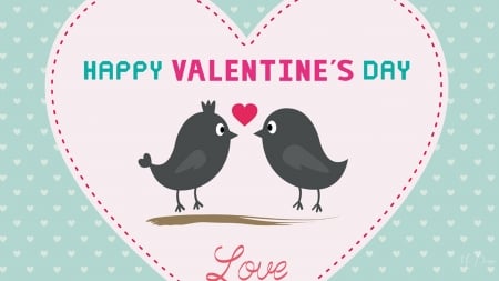 Birds N Love - theme, birds, Valentines Day, vector, hearts