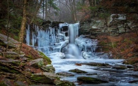 Frozen Waterfall - usa, frozen, nature, waterfall