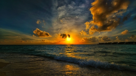 Sunset - amazing, sunset, sea, clouds