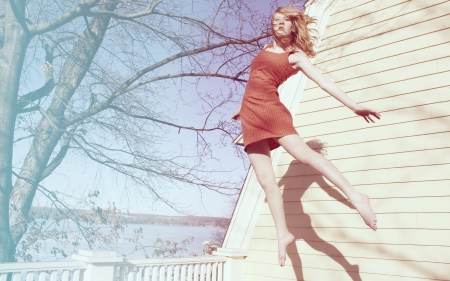 Jump - woman, tree, jump, model