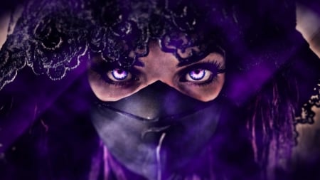 The Look - eyes, fantasy, purple, woman