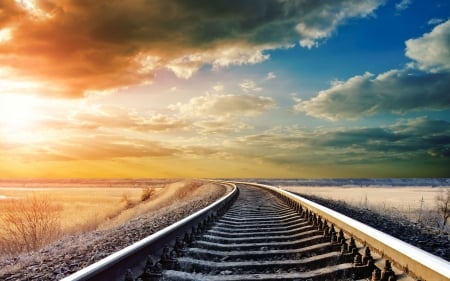 Track - track, nature, beautiful, sky