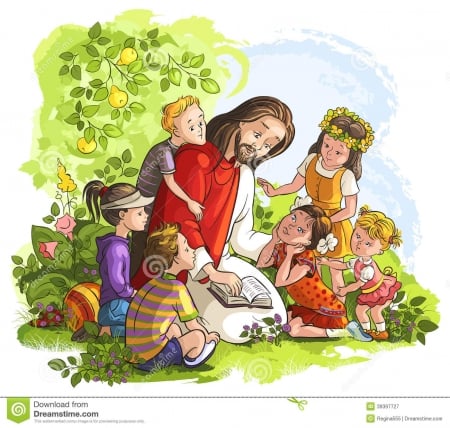 Jesus reading the bible - religion, jesus, bible, children