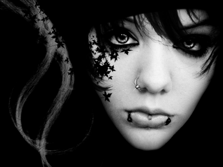 gothic girl - face, girl, gothic, beautiful