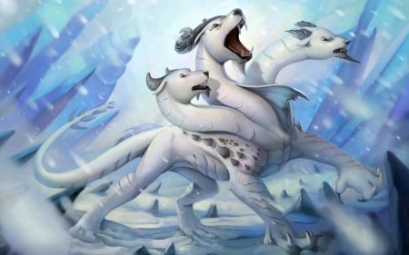 Fantasy dragon - white, animal, fantasy, dragon, cindy de andrade avelino, blue, dog, art