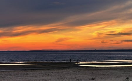 Orange Sky - cloud, beach, sunset, sea