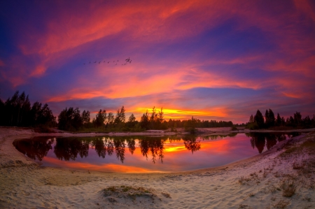 â™¥ - sky, trees, nature, reflection