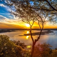 amazing sunset reflecting in the lake