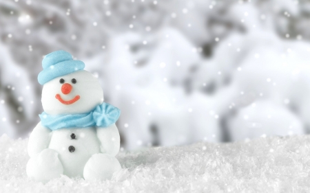 Sweet snowman - white, candy, snowman, snow, blue, winter, sweet