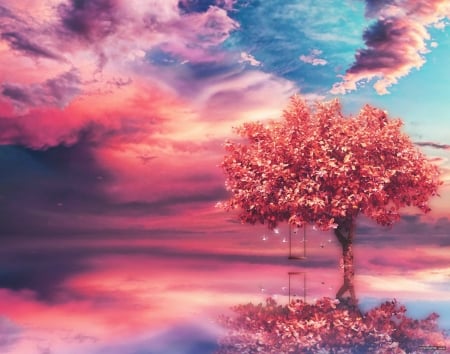 Amazing Tree - sky, tree, art, fantasy