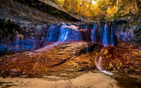 Waterfall in Zion Nat'l. Park, Utah - waterfall, usa, nature, autumn