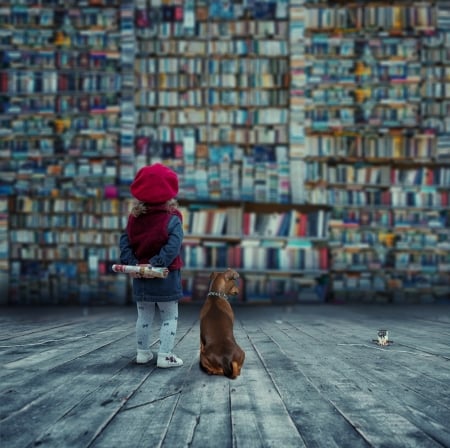 â™¥ - child, fantasy, dog, art