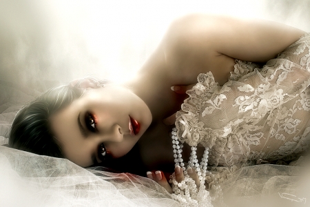 Beautiful Woman - woman, pearls, beauty, photo