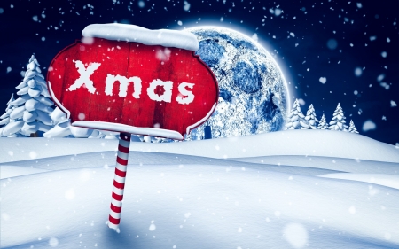 Merry Christmas! - red, winter, craciun, luna, christmas, blue, white, card, hat, santa, moon