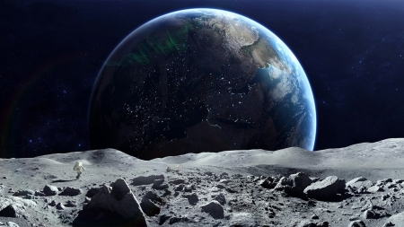 Moon Earth - space, moon, render, 3d, earth