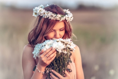 Flower Lady - beauty, flowers, model, soft