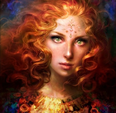 Redhead - face, beauty, miles-johnston, girl, redhead, art, fantasy, luminos, woman