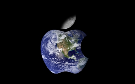 earth apple - space, apple, moon, earth