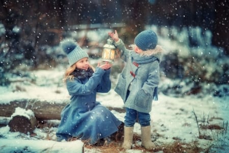 ♥ - boy, girl, winter, blue