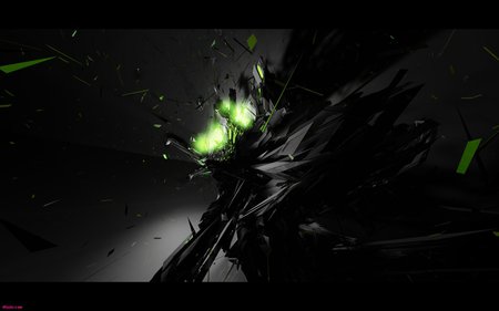 Shattered Green - broken, black, shattered, flood, green