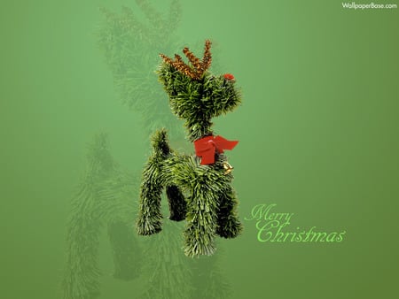 Christmas deer - holidays, 3d, green, deer, christmas