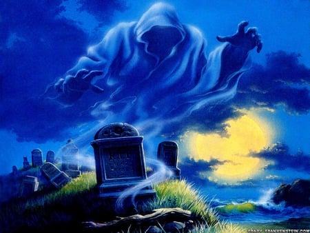 ghost - stone, halloween ghost, cemetery, ghost beach, scary ghost, dark ghost, ghost, blue, head