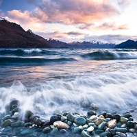 Sunset near Queenstown in New Zealand