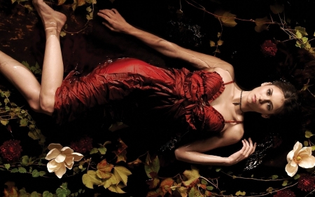 Sleeping Beauty - dress, flowers, girl, water