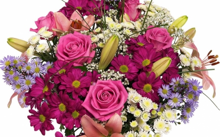 Lovely Bouquet - flowers, roses, lilies, nature, bouquet