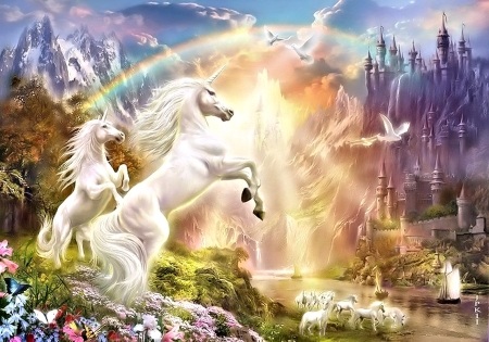 Rainbow Meditation - Fantasy, pretty, Rainbow, Unicorn