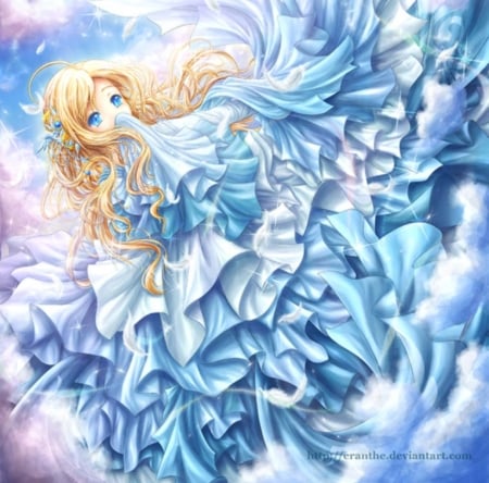 Anime - anime, lady, girl, blue