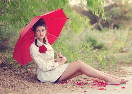 Détente. - woman, skirt, short, with